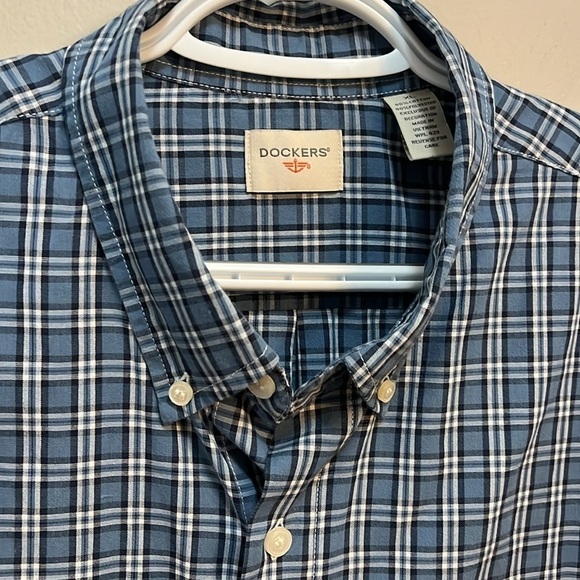 DOCKERS Classic Button Down Shirt Blue plaid Long sleeve Mens XL - Picture 2 of 9
